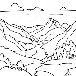 Beautiful West Virginia Mountains Coloring Page | West Virginia coloring page