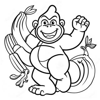 Dixie Kong with Colorful Bananas Coloring Page | Dixie Kong coloring page