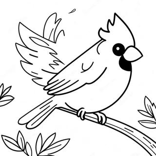 Colorful Cardinal in Flight Coloring Page | Realistic Cardinal coloring page