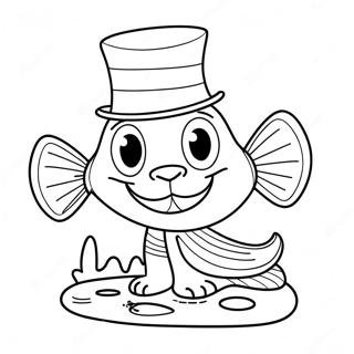 Cat in the Hat Fish Coloring Page | Cat in the Hat Fish coloring page