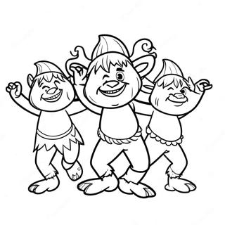 Colorful Trolls Dancing Coloring Page | Trollstopia coloring page