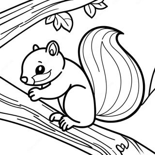 Squirrel in a Tree Coloring Page | Squirrel for Adults coloring page
