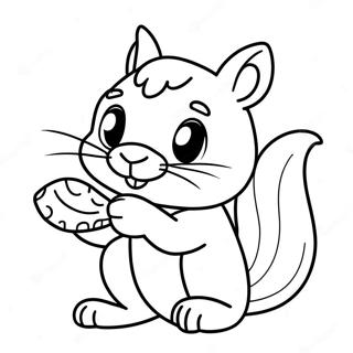Cute Squirrel Holding an Acorn Coloring Page | Squirrel for Adults coloring page