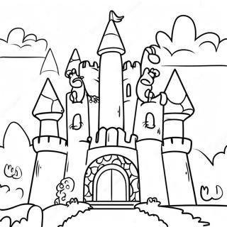 Colorful Mario Castle Adventure Coloring Page | Mario Castle coloring page