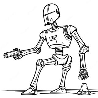 Battle Droid in Action Coloring Page | Battle Droid coloring page