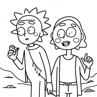 Rick och Morty Stoner äventyr färgläggningssida | Rick and Morty Stoner målarbild