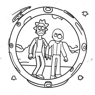 Rick och Morty rymdportal färgläggningssida | Rick and Morty Stoner målarbild