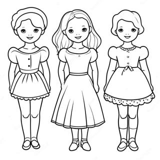 Classic Paper Dolls Coloring Page | Paper Dolls coloring page