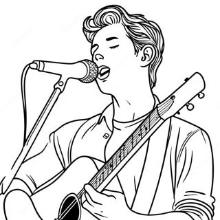 Shawn Mendes Singing on Stage Coloring Page | Shawn Mendes coloring page