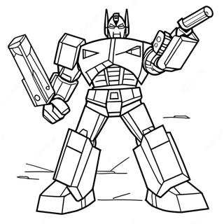 Optimus Prime en bataille Page à colorier | Page de coloriage Transformers La face cachée de la Lune
