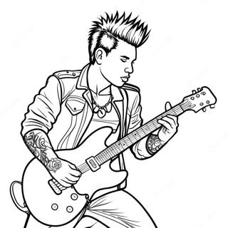 Punk Rock Guitarist Coloring Page | Punk coloring page
