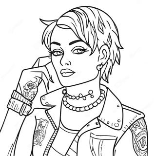 Punk Fashion Style Coloring Page | Punk coloring page