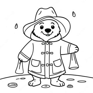 Paddington in a Raincoat Coloring Page | Paddington coloring page