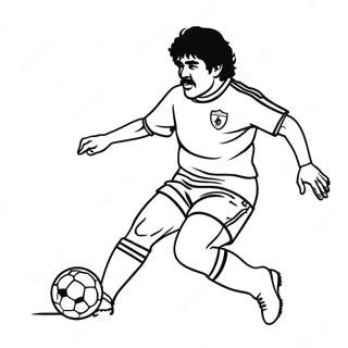 Maradona Dribbling a Soccer Ball Coloring Page | Maradona coloring page