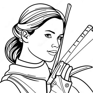 Brave Katniss Everdeen in Action Coloring Page | Katniss Everdeen coloring page