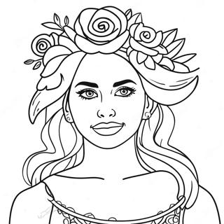 Lana Green with Flower Crown Coloring Page | Lana Green coloring page