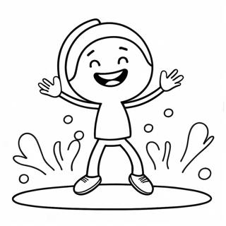 Happy Stick Figure Dancing Coloring Page | Stick coloring page