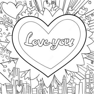 Ich liebe dich Graffiti Herz Ausmalbild | Ich liebe dich Graffiti Ausmalbild