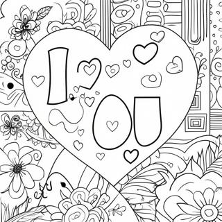 Buntes Ich liebe dich Graffiti Wand Ausmalbild | Ich liebe dich Graffiti Ausmalbild