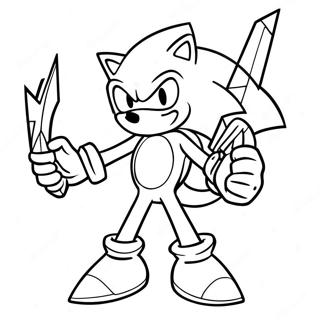 Sonic the Hedgehog with Excalibur Coloring Page | Excalibur Sonic coloring page