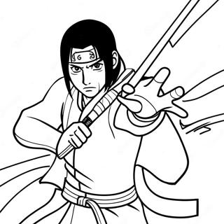 Itachi Naruto in Battle Coloring Page | Itachi Naruto coloring page
