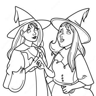 Witchy Sisters from Hocus Pocus Coloring Page | Disney Hocus Pocus coloring page