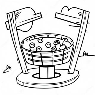 Colorful Disc Golf Basket Coloring Page | Disc Golf coloring page