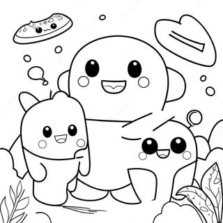 Cute Domo with Friends Coloring Page | Domo coloring page
