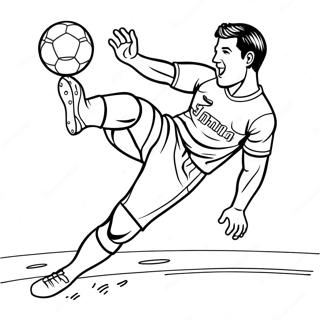 Realistic Football Player Kicking the Ball Coloring Page | Realistic Football coloring page