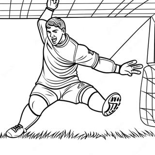 Realistic Football Goalkeeper Making a Save Coloring Page | Realistic Football coloring page