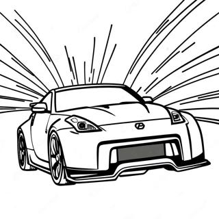 350z Racing Car in Motion Coloring Page | 350z coloring page