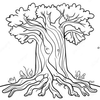 Realistic Oak Tree Coloring Page | Realistic Tree coloring page