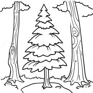 Majestic Pine Tree Coloring Page | Realistic Tree coloring page