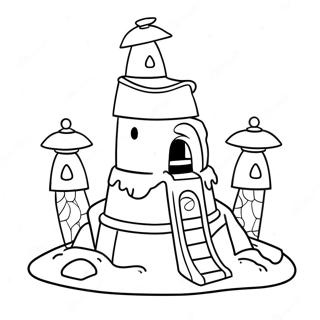 Bluey Building Sandcastle Coloring Page | Bluey Beach coloring page