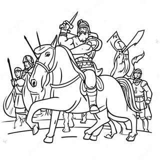 Epic Battle Scene Coloring Page | Battle coloring page