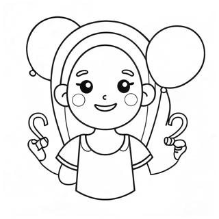 Hannah with Colorful Balloons Coloring Page | Hannah coloring page