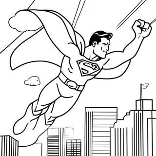 Superhero Superman Flying Coloring Page