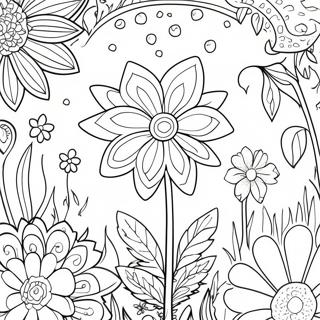 Whimsical Flowers in the Secret Garden Coloring Page | The Secret Garden coloring page