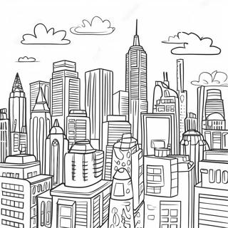 Cityscape Skyline Coloring Page | Cityscape coloring page