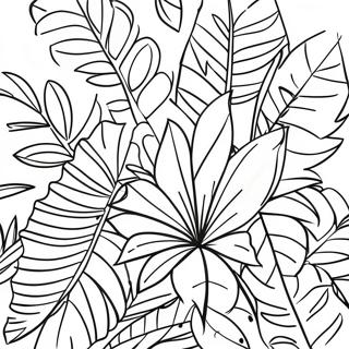 Tropical Leaves Coloring Page | Botanical coloring page