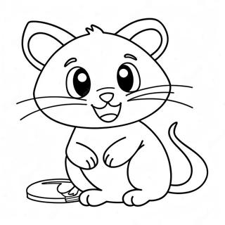 Playful Cat and Sneaky Mouse Coloring Page | Cat and Mouse coloring page