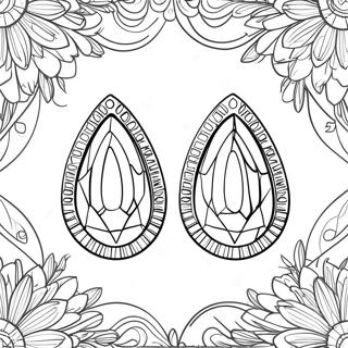 Sparkling Diamond Earrings Coloring Page | Earrings coloring page