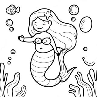 Page à colorier Sirène enceinte dans une scène sous-marine | Page de coloriage Sirène enceinte