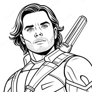 Bucky Barnes in Heroic Pose Coloring Page | Bucky Barnes coloring page