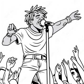 Lil Uzi Vert Performing on Stage Coloring Page | Lil Uzi Vert coloring page