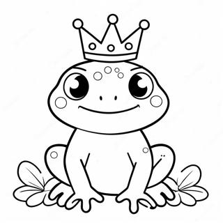 Cute Sweet Frog with a Crown Coloring Page | Sweet Frog coloring page