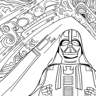 Darth Vader's Menacing Lightsaber Coloring Page | Luke Skywalker vs Darth Vader coloring page
