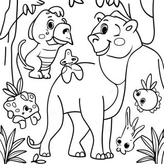 Colorful Jungle Animals Coloring Page | Jungle Junction coloring page
