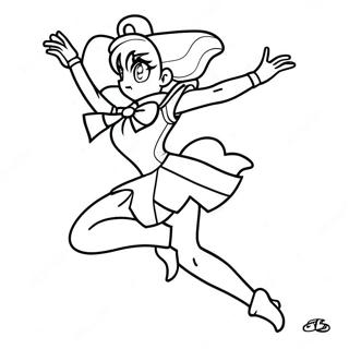 Sailor Jupiter in a Dynamic Pose Coloring Page | Sailor Jupiter coloring page