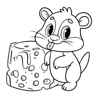 Gus Gus with Cheese Coloring Page | Gus Gus coloring page